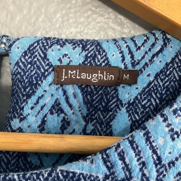 J. McLaughlin Tania Sleeveless Crew Neck Blue Jacquard Medium Blue color T37 - Picture 4 of 9